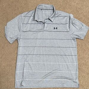 Under Armour Men's Heather Gray Striped Polo